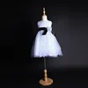 Black wave point on white tutu skirt lovely stage costume silver shiny mesh dance wear