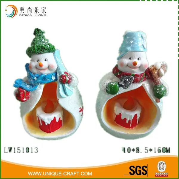 Christmas Indoor Home Decoration Light Up Resin Snowman Figurines