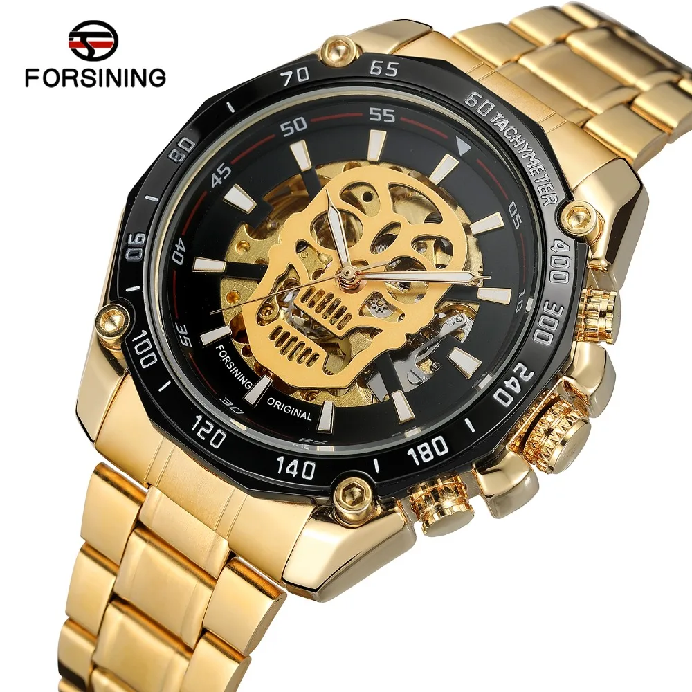 

Forsining Golden Skull Skeleton Design Mechanical men Watch relogio masculino, N/a