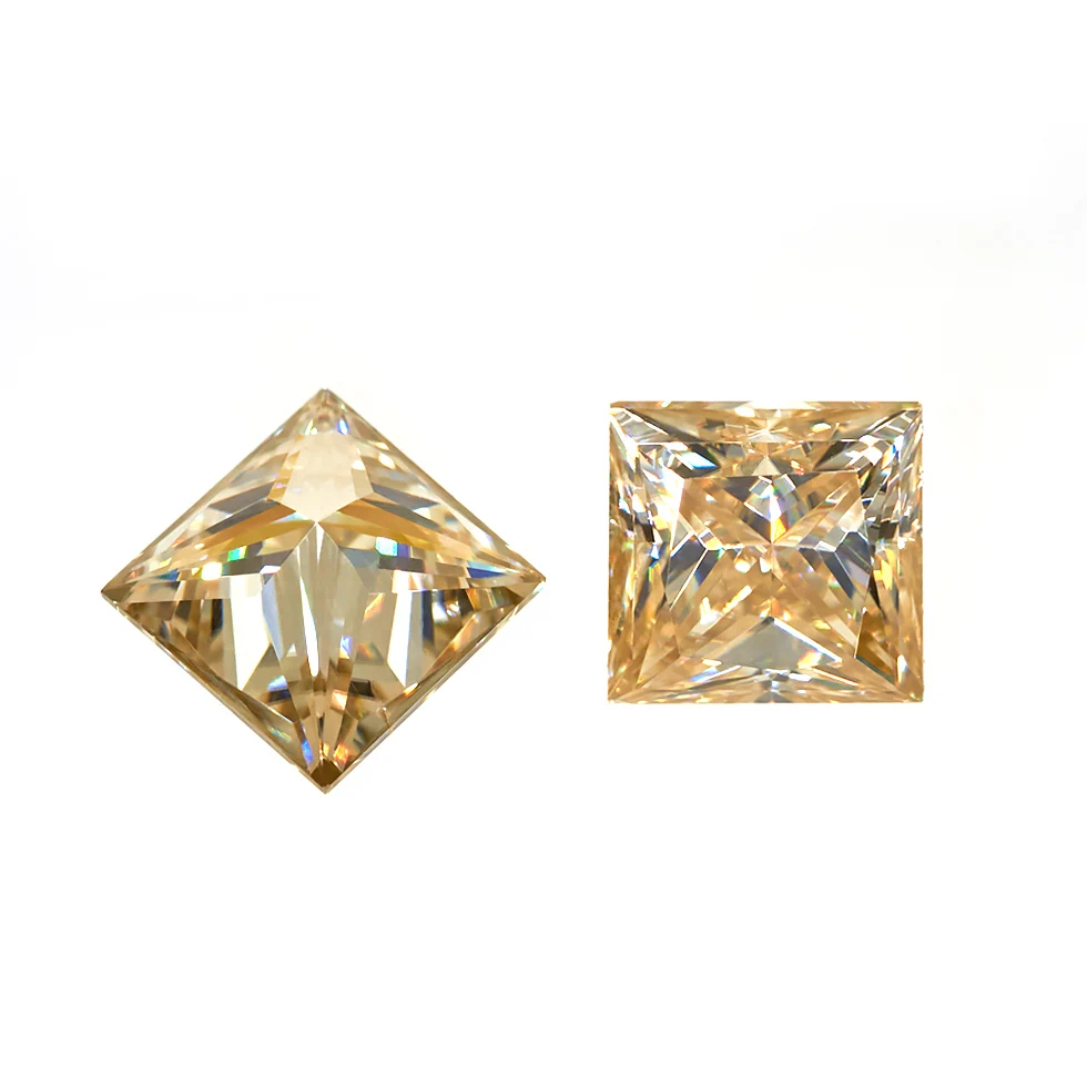 

GIGAJEWE High Quality Yellow Color Loose Gemstone rough Synthetic Diamond fashion jewelry Princess Cut Moissanite