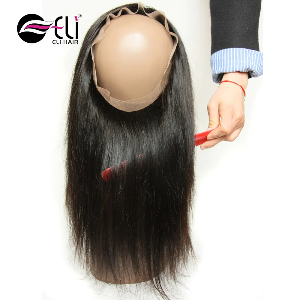 

Brazilian Human Hair Straight 360 lace frontal, Natural color;lace frontal with 360 lace band