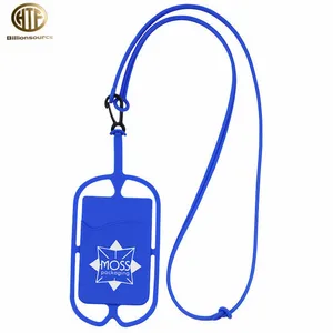 Silicone cell phone lanyard strap case necklace with ID card holder