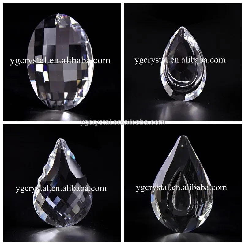 
38mm Drop shape crystal parts for lighting fixtures machine cut 
