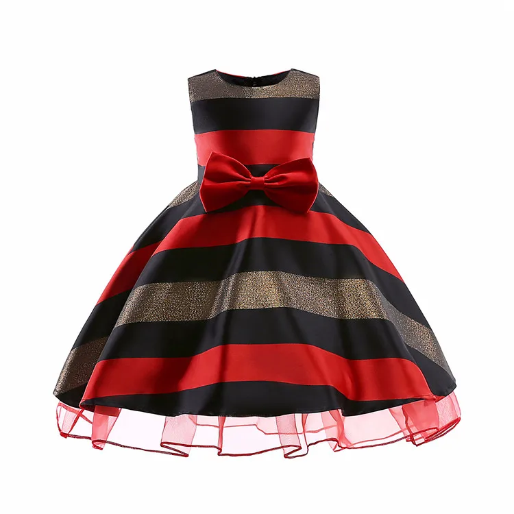 

Girls Formal Dress With Large Bow Knee Length Birthday Party Pageant Dress, Red and green