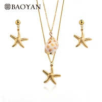 

BAOYAN Boho Beach Conch Shell Sea Star Jewelry Set Gold Plated Stainless Steel Jewellery