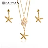BAOYAN Boho Beach Conch Shell Sea Star Jewelry Set Gold Plated Stainless Steel Jewellery