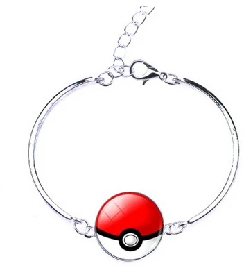 

Silver plated anime game glass dome cabochon pokemon go ball bracelet