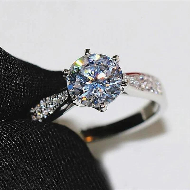 

CAOSHI 925 Silver Plated Promise Rings Women Sample Wedding Ring Designs CZ Diamond Ring Wedding