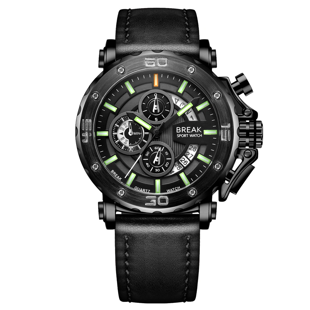 

Break 5689 Men Quartz Military Sport Watch Men Chronograph Casual Watches, 2 color for you choose