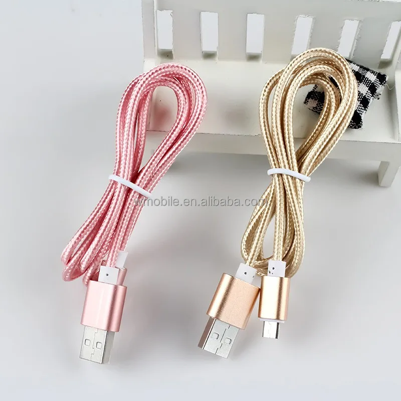 New 3ft/6ft/10ft Aluminum Braided Micro USB Cable For Cell Phones Tablet Coiled Charger Data Sync Cord USB cable