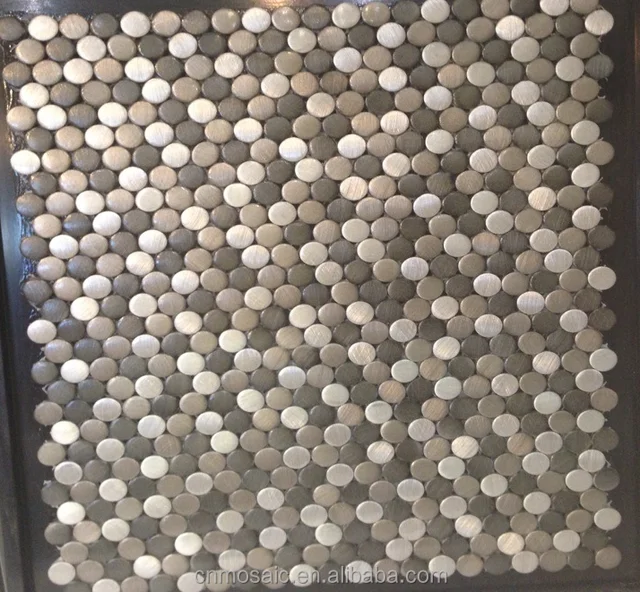 round shape brushed metal mosaic tile for wall