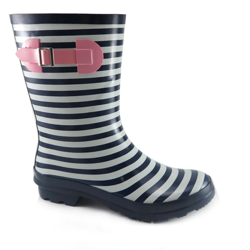 

China ladies sexy dots black print high knee waterproof fashion ladies sexy womens neoperne rubber rain boots wholesale, Custom color