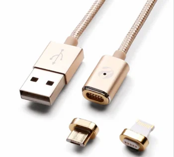 

2017 hot new products led usb cable 3 in 1 combo micro usb magnetic charging cable for iphone and android magnetic cable, Rose red;silver;gold;grey