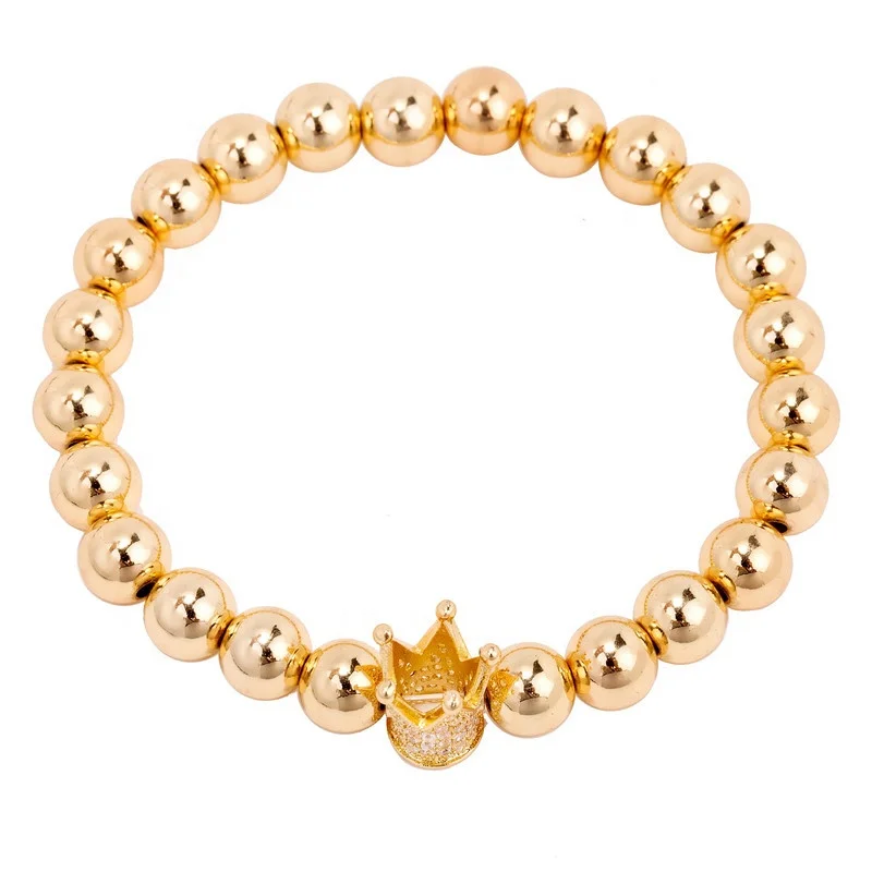 

New Design women fashion CZ Imperial Crown Bracelets gold-color Micro Pave CZ Women copper Bracelet men jewelry