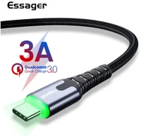 

Essager QC3.0 led light cable otg usb c ,3ft 6ft 10ft usb-c cable bending design fast charging usbc data cord