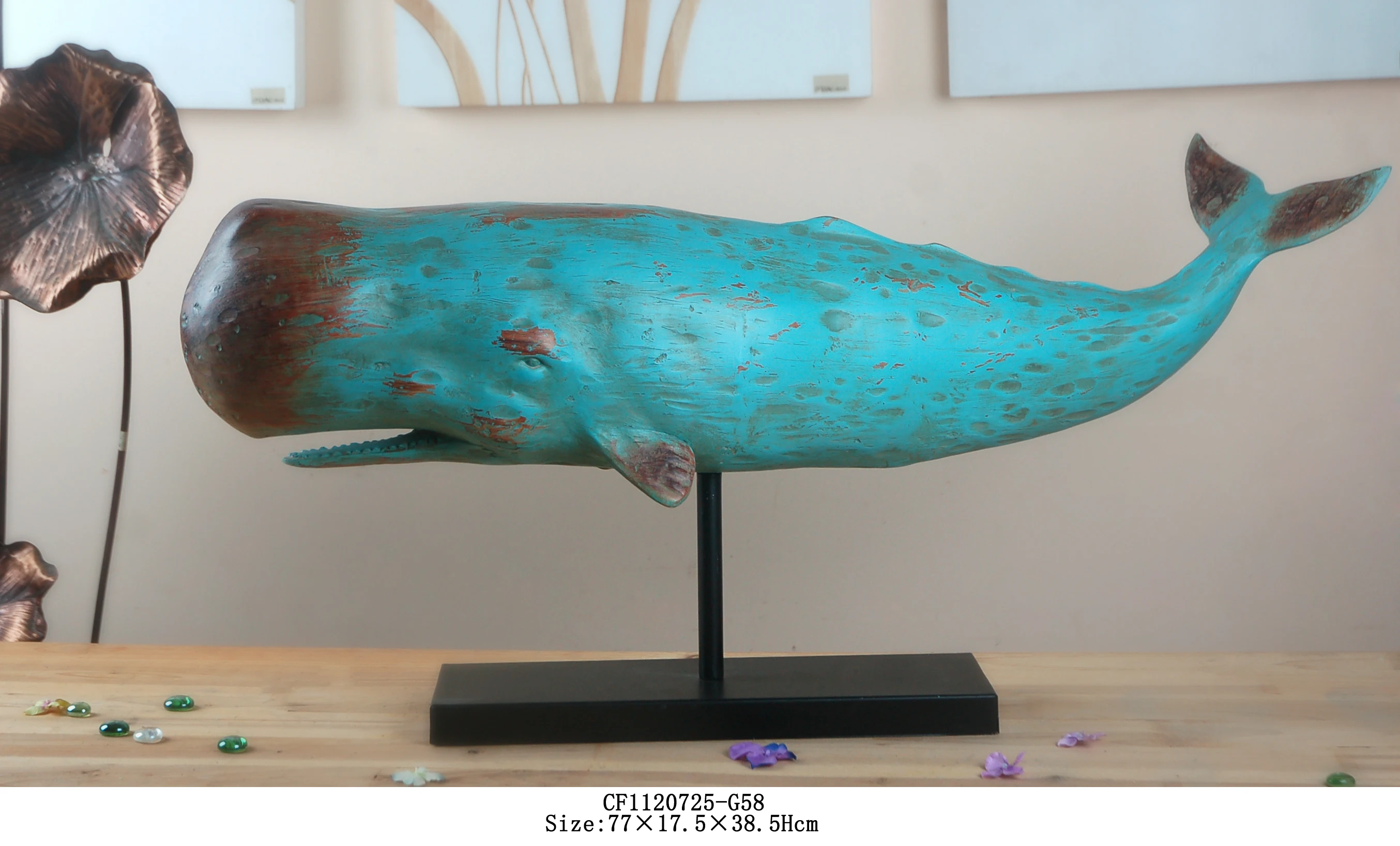 Hot Sale Artificial cetacean figure Resin whale sculpture For Home Decor factory