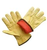 Mens Heavy Work Insulated Red Fleece Lined Cow Grain Leather Winter Gloves, Size L, Grey, Mens Cold Weather Gloves,L, XL, gold