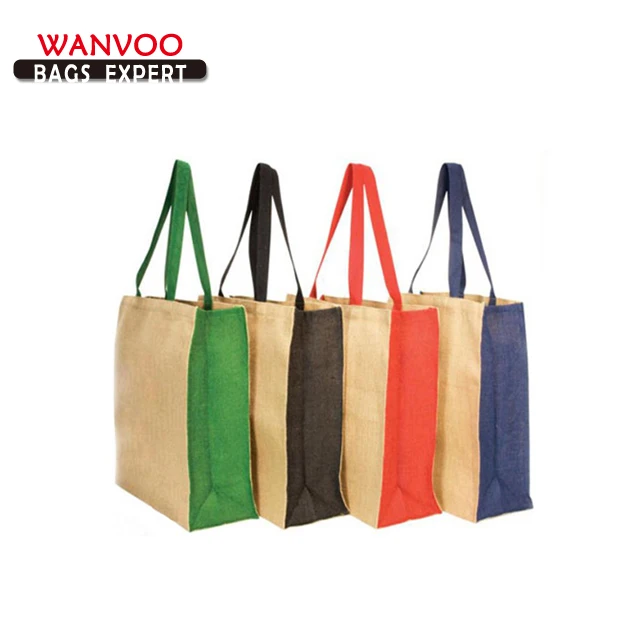 recycle foldable cotton bag canvas tote bags jute shopping bags