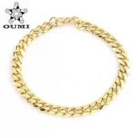 

OUMI latest design saudi gold jewelry 14k Gold Stainless Steel Womens Bracelet Cuban Link Chain
