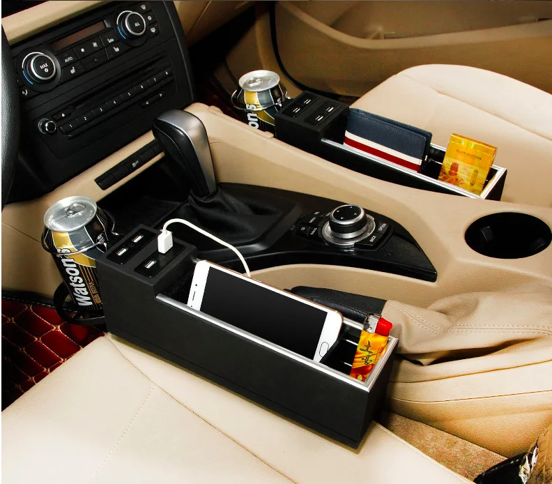 Car Seat Side Pocket With Cup Holder Creative Console Drop Catcher