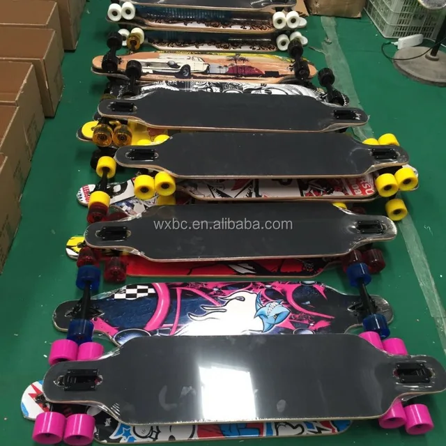 Multicolor 9 ply Canadian Maple Wood Longboard Downhill Complete Skateboard