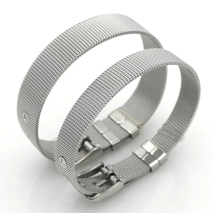 

21cm adjustable lover watch style mesh net silver stainless steel bracelet mens jewelry wristband