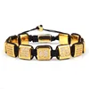 Fashion Bracelet Micro Pave CZ Square Copper Bracelet Handmade Braided Bracelet