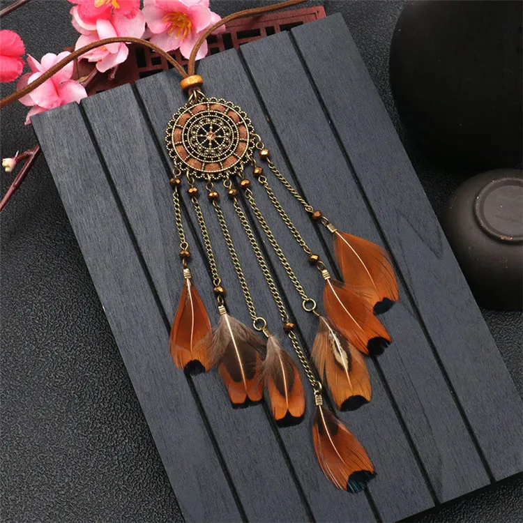 Fashion Feather Necklaces Wholesale Handmade Boho Tassel Necklace