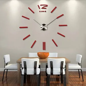 Image of Modern Large Wall Clock 3D Mirror Surface Sticker Home Office Decor DIY Stylish Wall Clock New Product