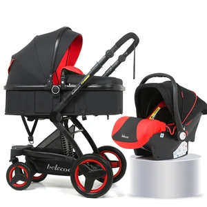 Belecoo  Baby Stroller 3 in 1 With Car Seat X6  High Landscape Pram For Newborns Travel System Baby Trolley Walker