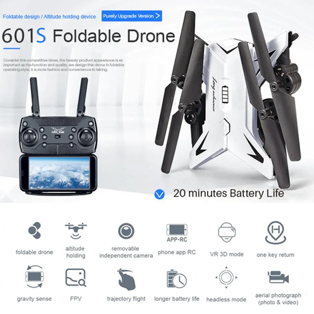 Ky601s Foldable Rc Mini Drone Quadcopter Professional Remote Control