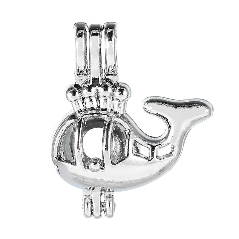 

Customized Small Whale pearl cage pendant locket necklace for women pendant, Antique silver