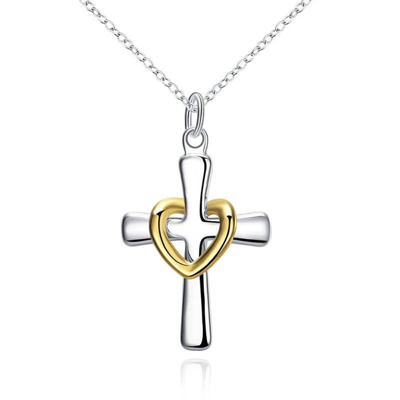 2019 new fashion brand s925mall cross and love necklace pendant jewelry for women