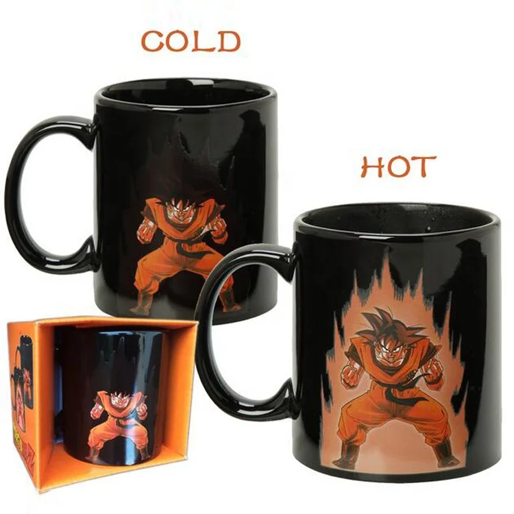 

330ml dragon ball series heat sensitive color changing magic sublimation ceramic coffee mugs porcelain gift cup