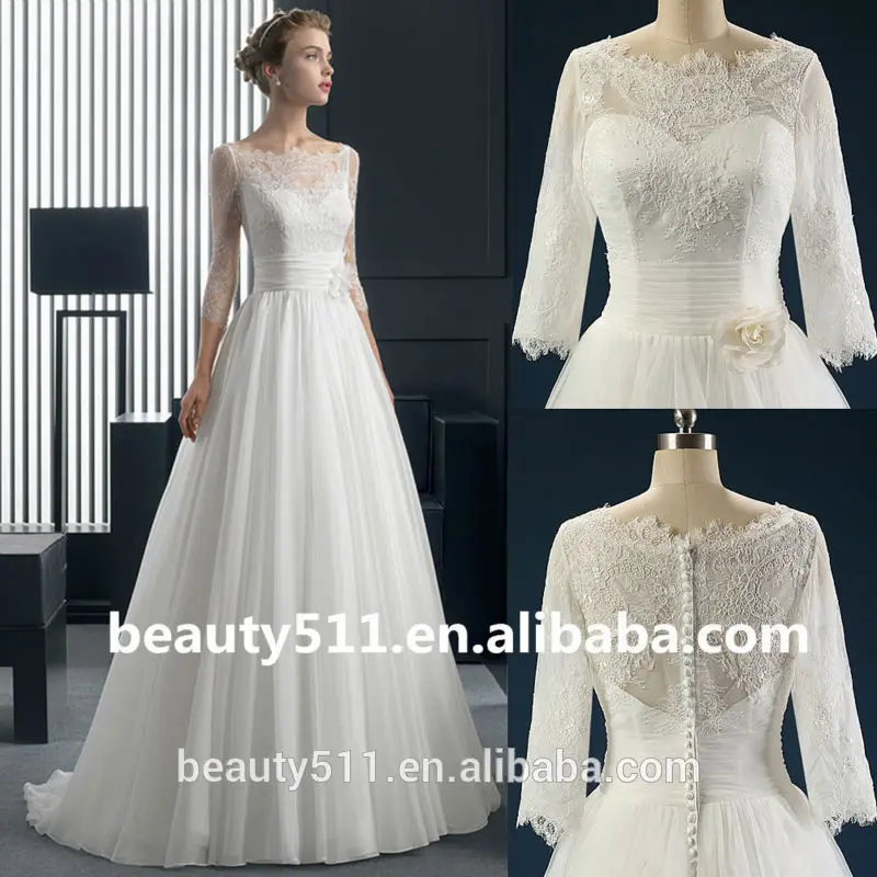 2017 Elegant A-line Sweetheart Sleeveless Floor-length Lace Latest Designs Bridal Gowns TS52