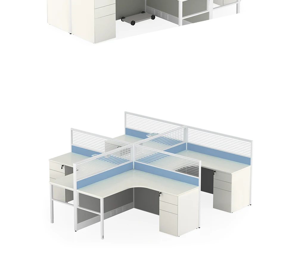 Used Office Workstation 2 To 6 Person Office Desk Table Office Partition Material Glass Wall