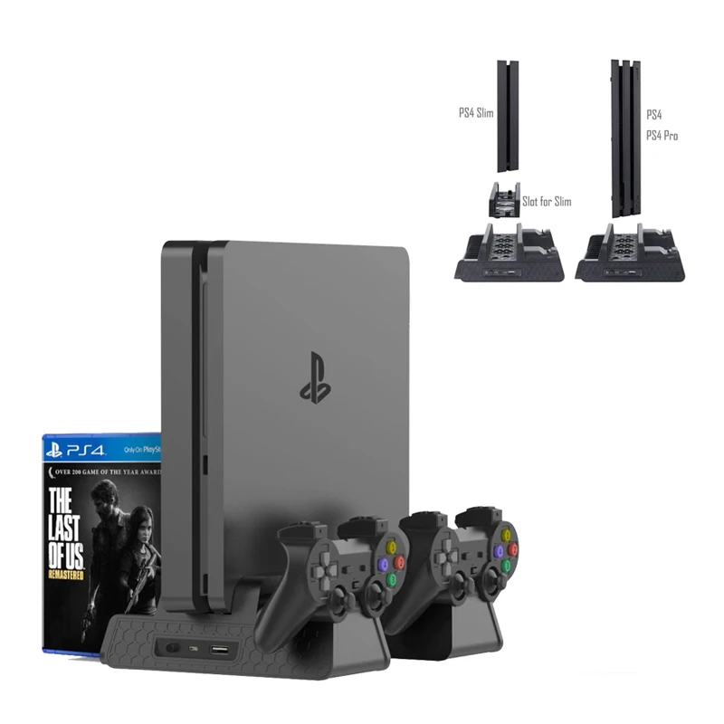 
Game Accessories Vertical Stand with Dual Charging Dock For PS4 /Slim/Pro Cooling Cooler Fan for Playstation 4 PS4 