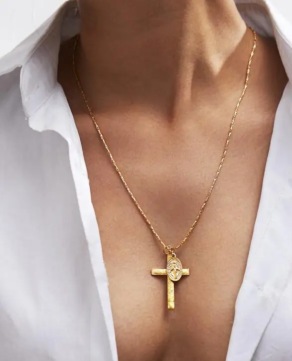 Цепочка и крестик из белого золота женская