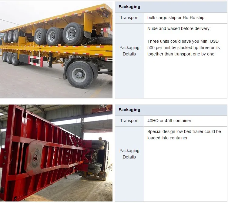 3 Axle Container Flatbed Trailer 40ft Semi Trailer 20ft Flatbed Truck