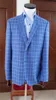 2017 latest arrive block checked tailor made to measure light blue plaid custom men suit