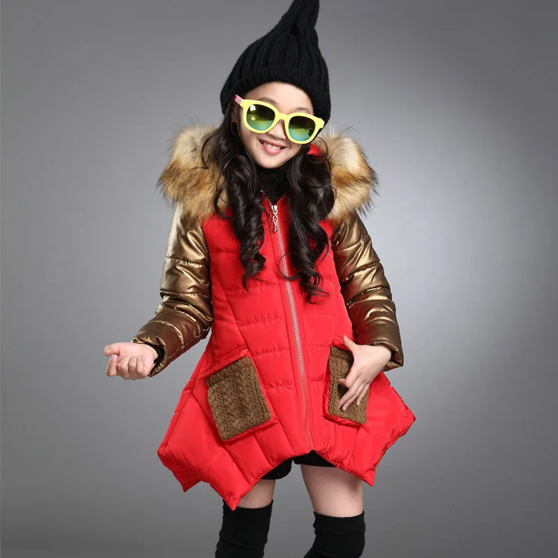 

New design modern style fashion popular child girls kids winter coat, Red/black