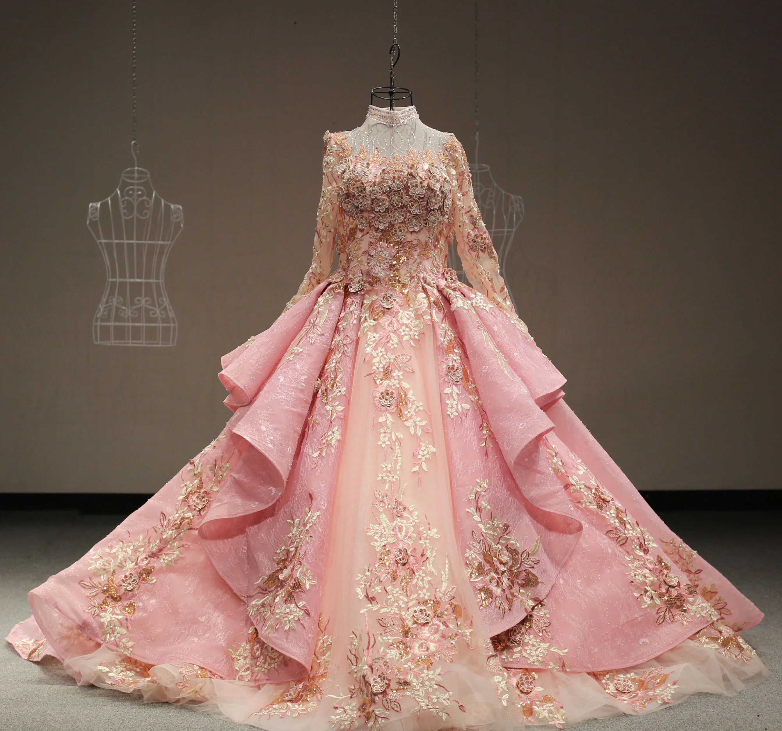 Goede Backlakegirls 4780 Elegant Sequins Robe Ball Gown Wedding Gowns RP-36