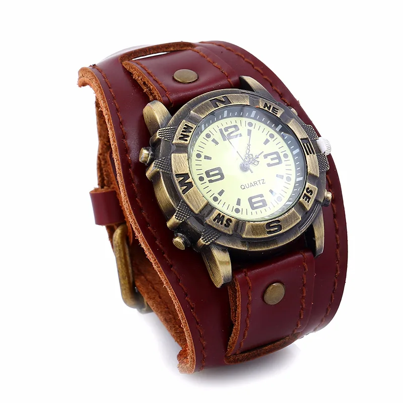 

Dropshipping jewelry brown black pu leather bracelet watch men rope bracelet mens watch bracelet jewelry, Black;brown