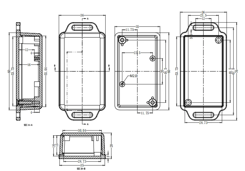 DIY cabinet enclosure 61*36*20 precision ABS waterproof case from Bahar