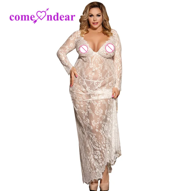 

Factory Price Plus Size Sheer White Long Lace Sexy Lingerie in Dubai
