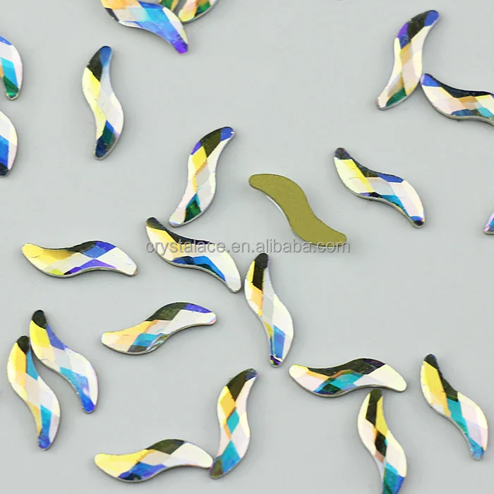 

Free shipping 1440 pcs S shape flat back rhinestones  nail art jewels, Crystal ab
