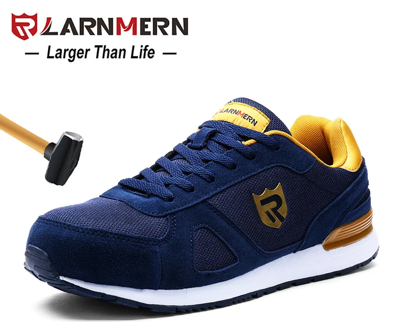 

LARNMERN Men Steel Toe Brand safety Shoes Lightweight Breathable Anti-smashing Reflective Protective Work Italian Safety Shoes