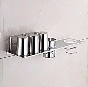 304 stainless steel bathroom multifunctional toothbrush Cup holders storage racks wall mount hair dryer rack DiTu85cL E-storage tube + hair dryer rack-stainless steel Cup