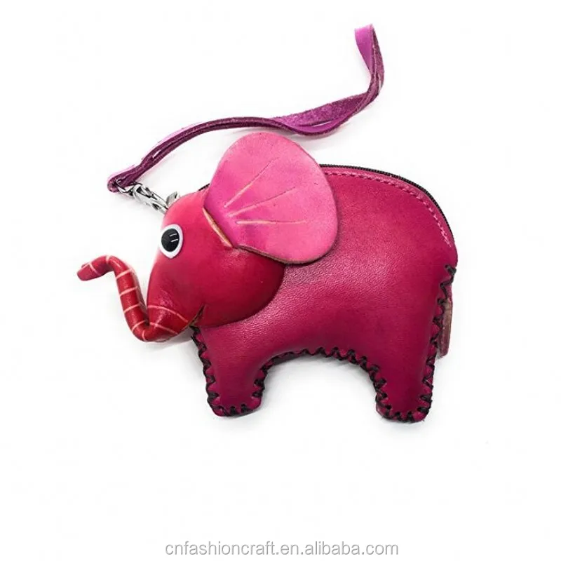 Genuine Leather Craft Coin Purse, Elephant Pattern Face Cover, Cute and  Unique