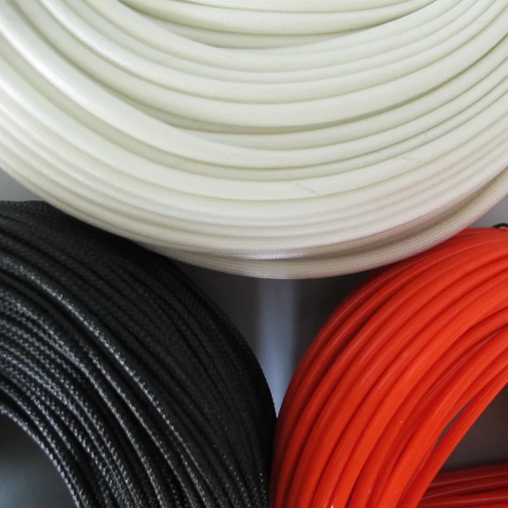 1mm~25mm Silicon Fiber Glass Insulated Tube Braided High Temperature Sleeving